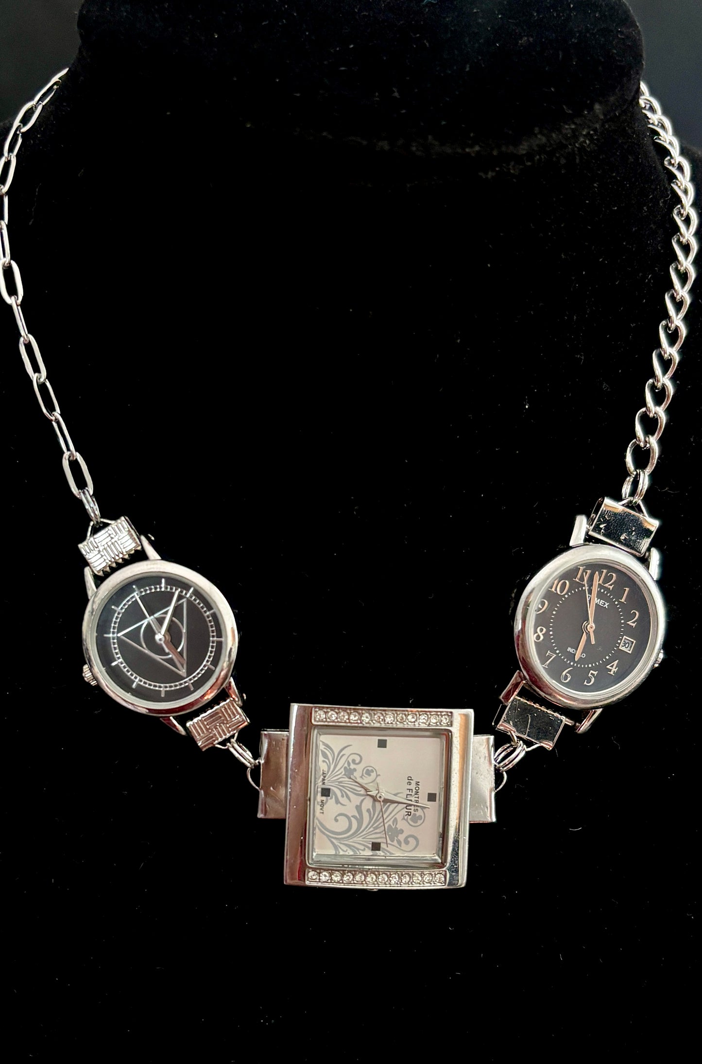 Silver & Black Watch Chain