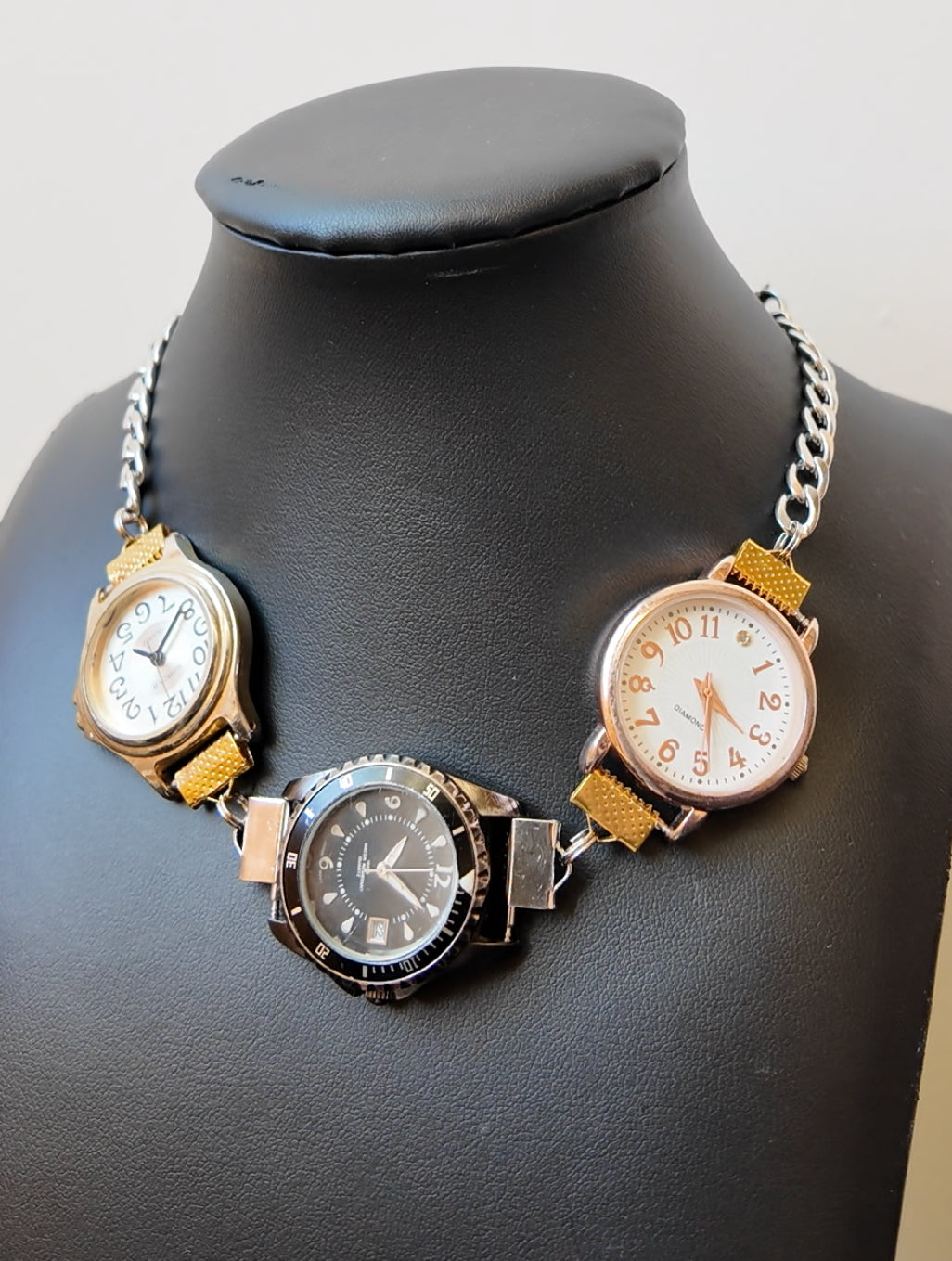 Mixed Metal Watch Necklace