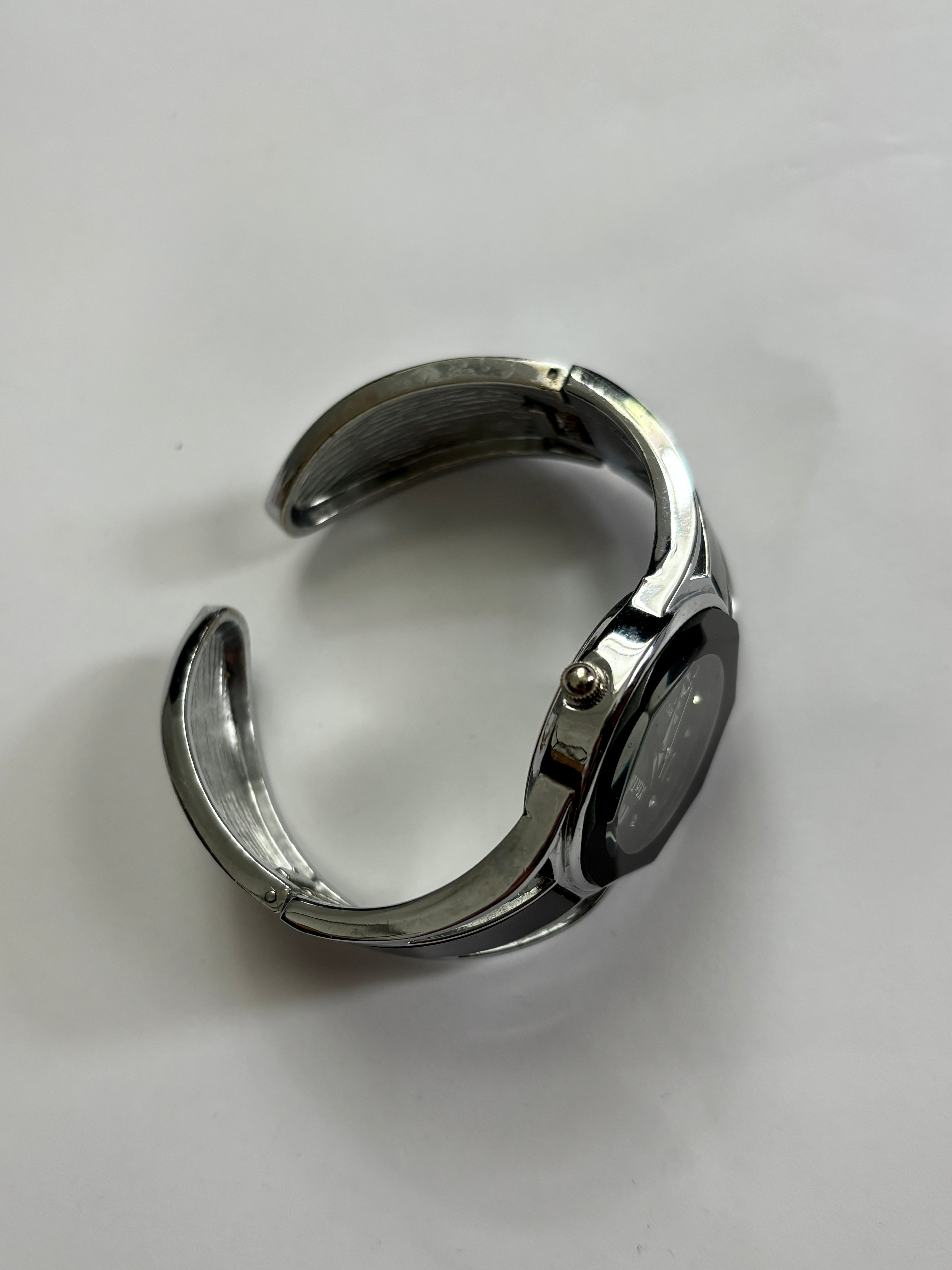 Black and Silver Bangle Watch
