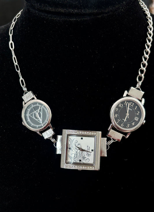 Silver & Black Watch Chain