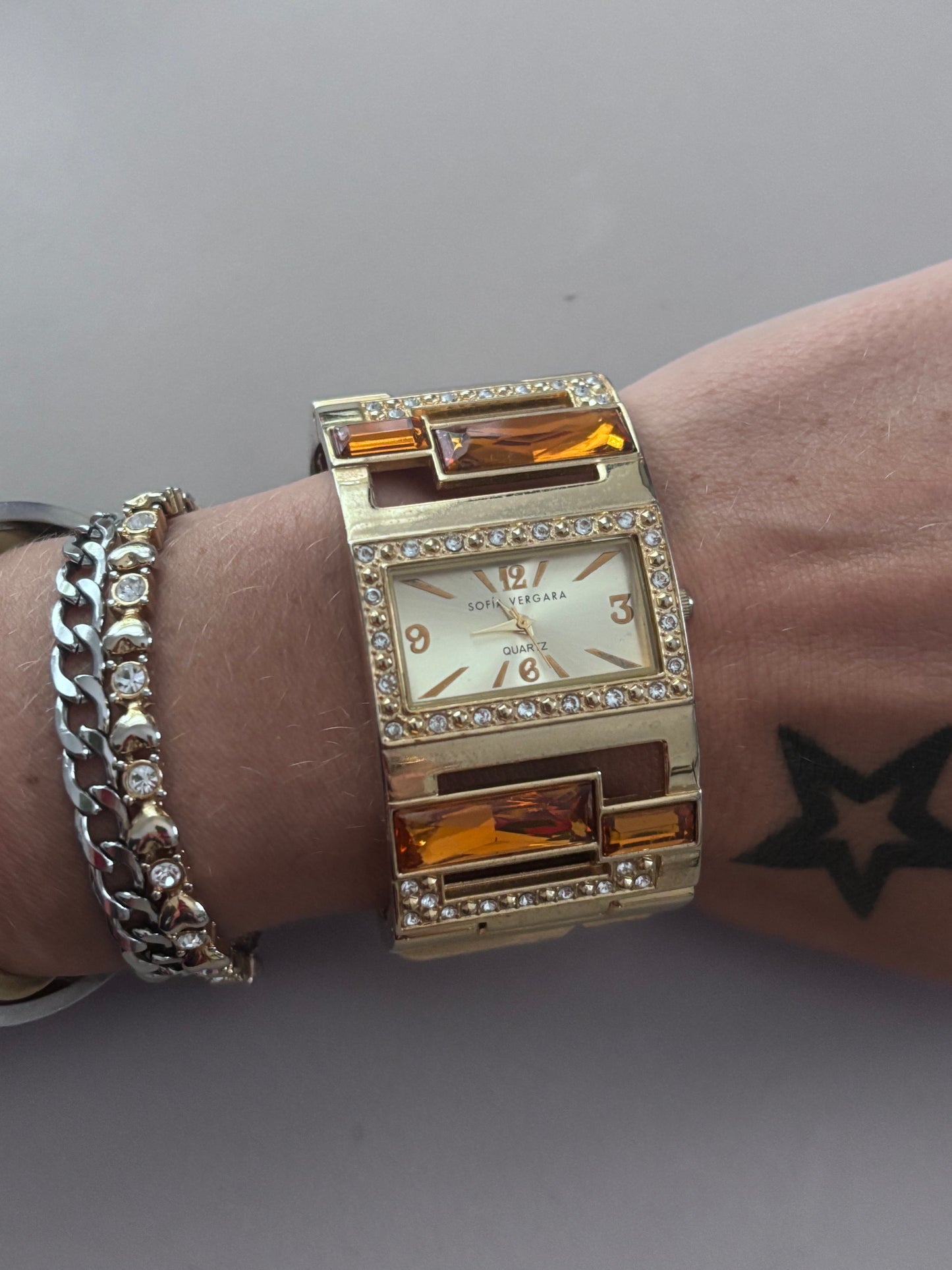 Gold Chunky Bangle Watch