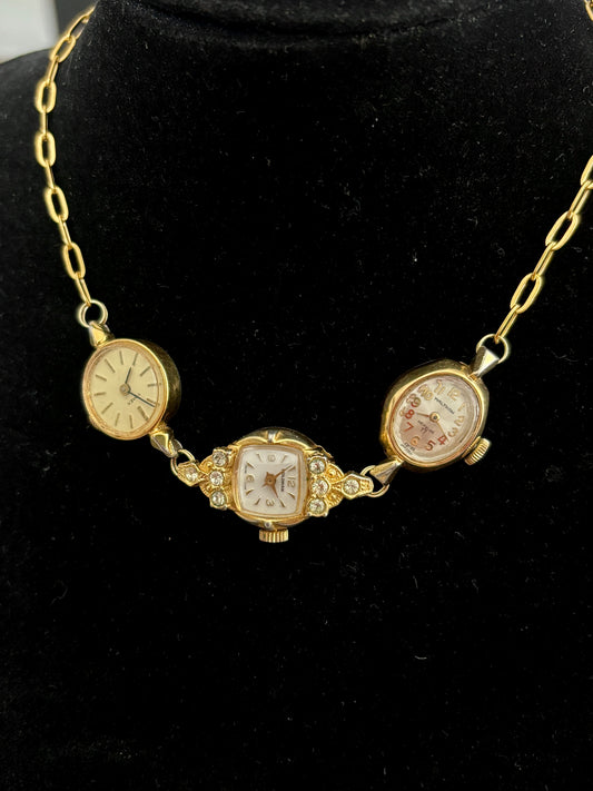 Dainty Gold Vintage Watch Necklace
