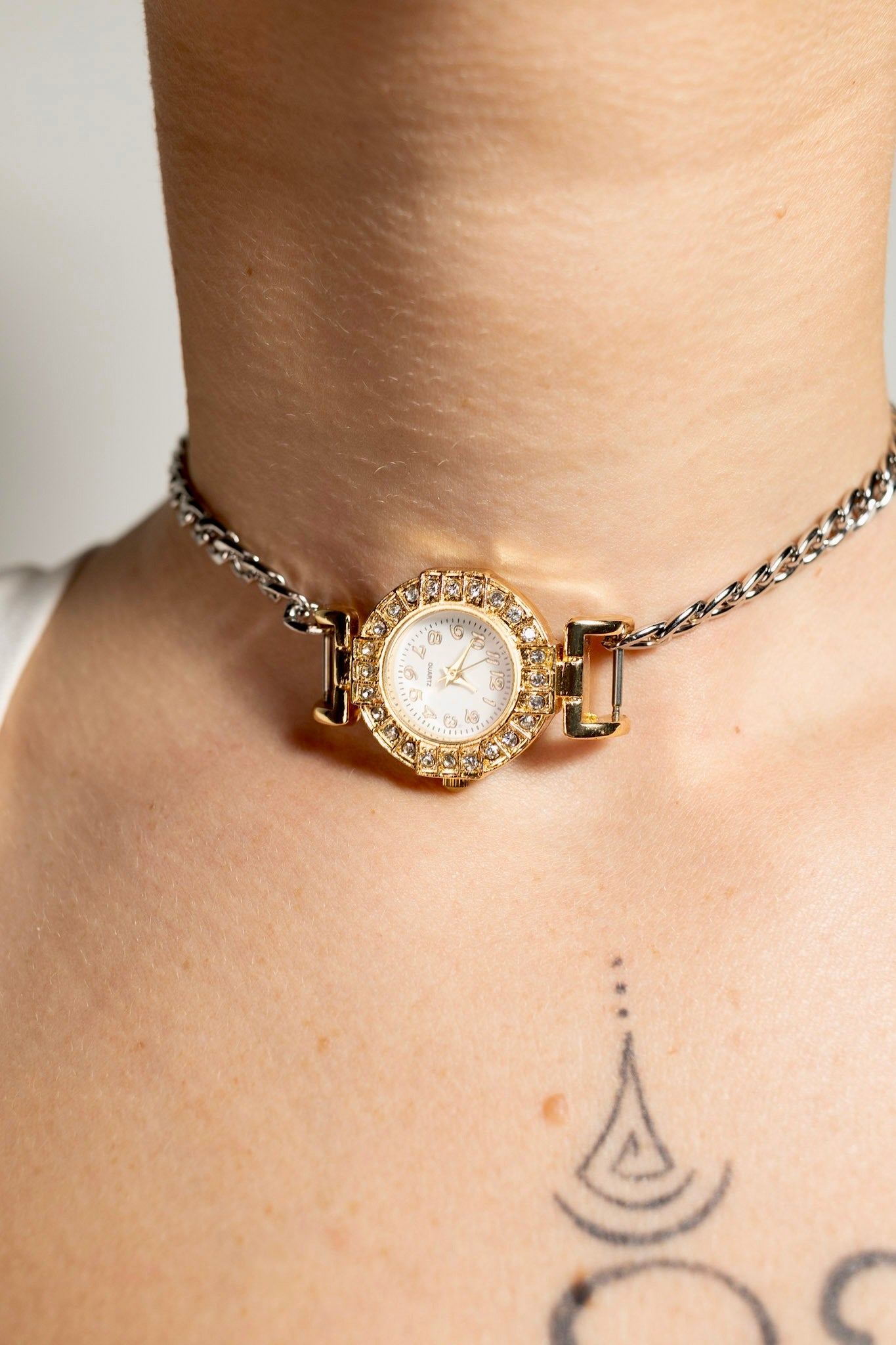 Mixed Metals Watch Choker