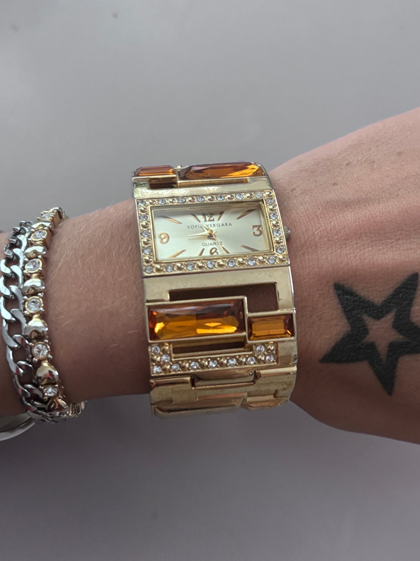 Gold Chunky Bangle Watch