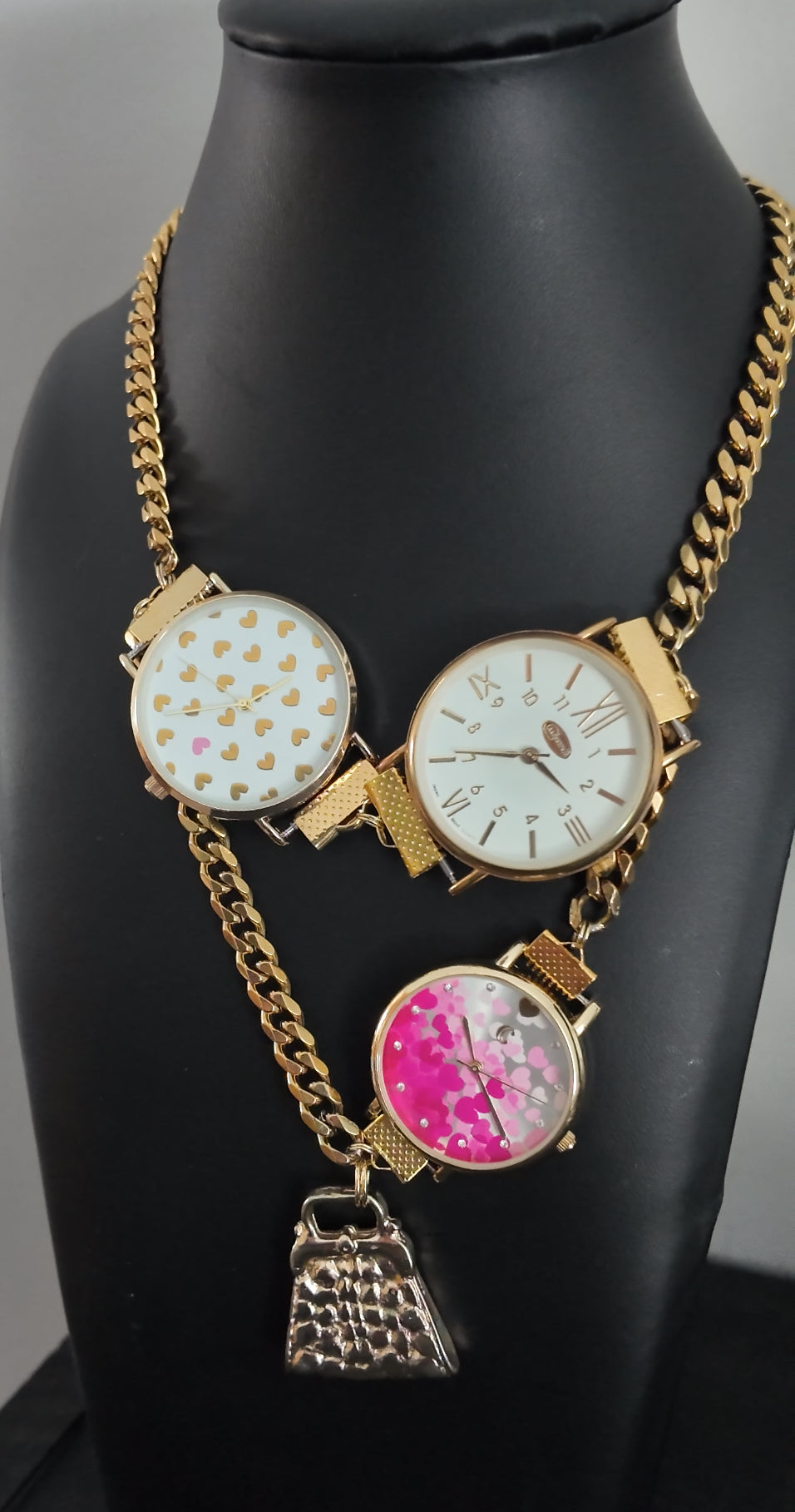Gold & Pink Watch Chain