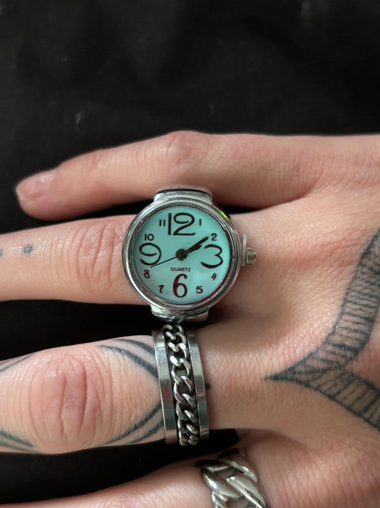 Aqua & Silver Watch Ring