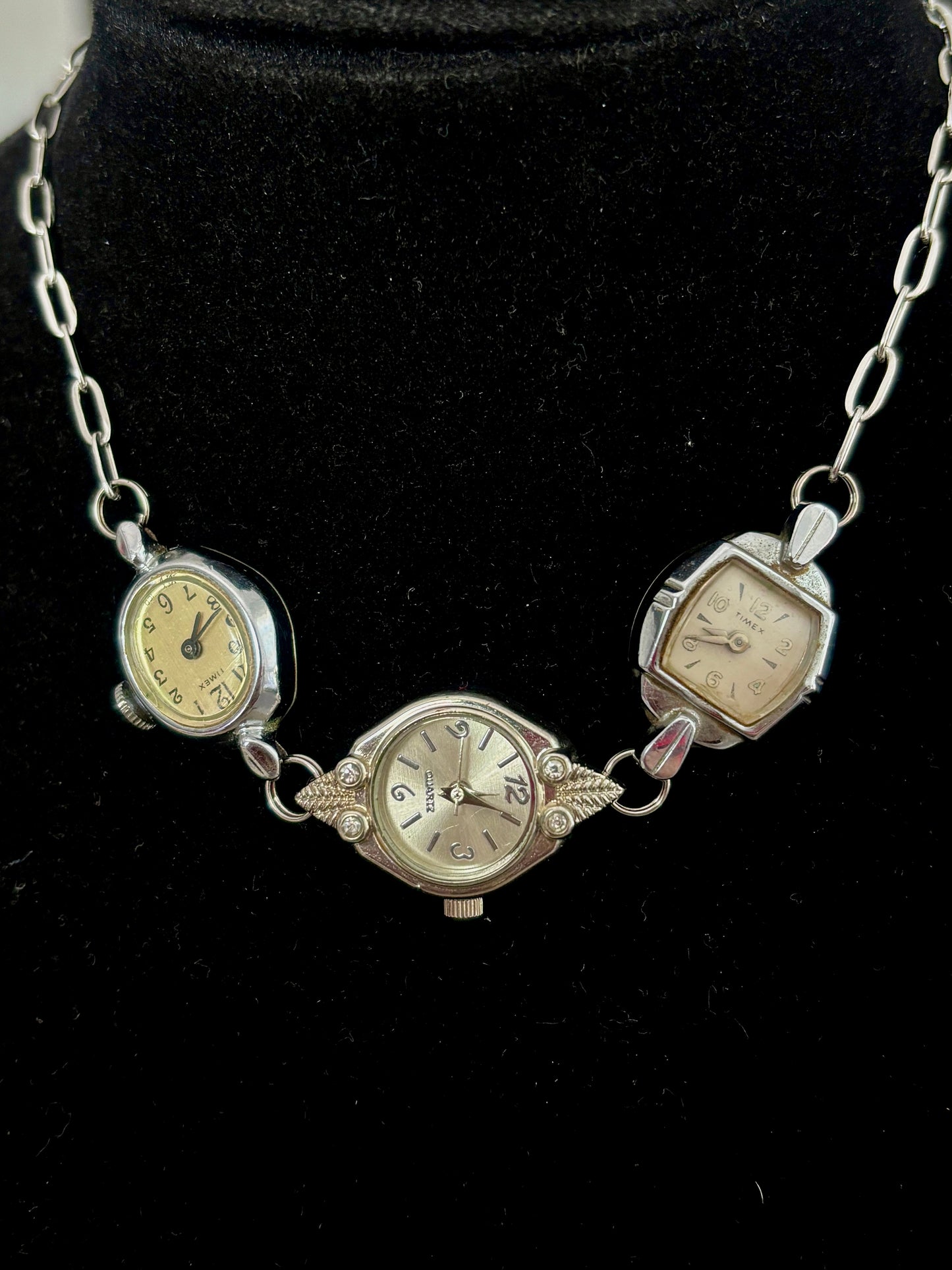 Dainty Silver Vintage Watch Necklace