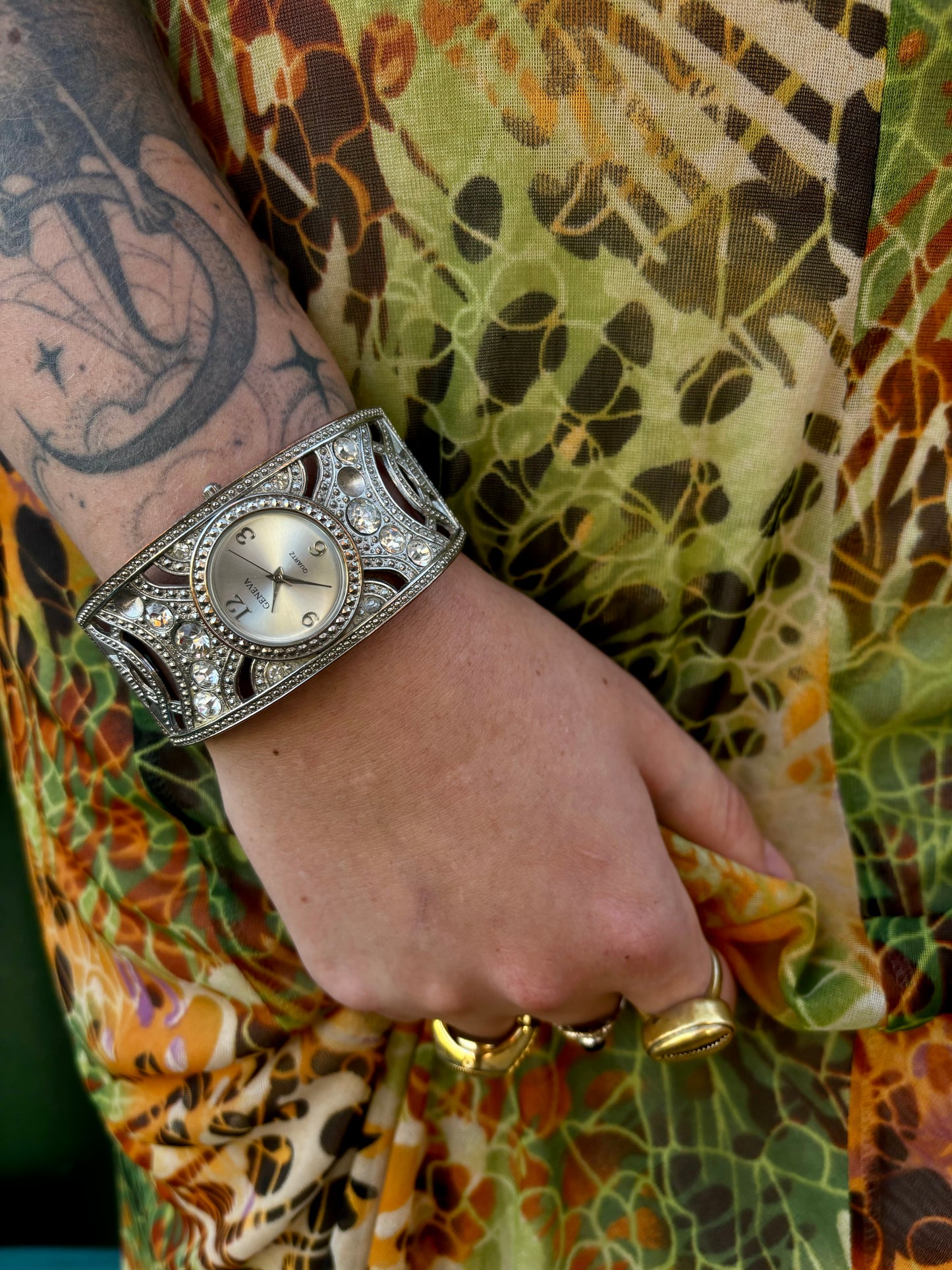 Chunky Silver Bangle Watch