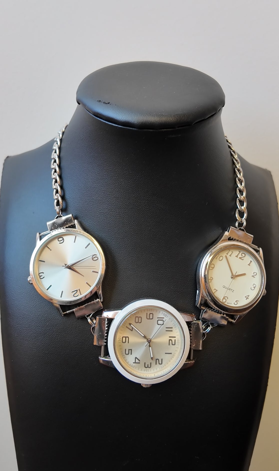 Silver 3 Face Watch Necklace
