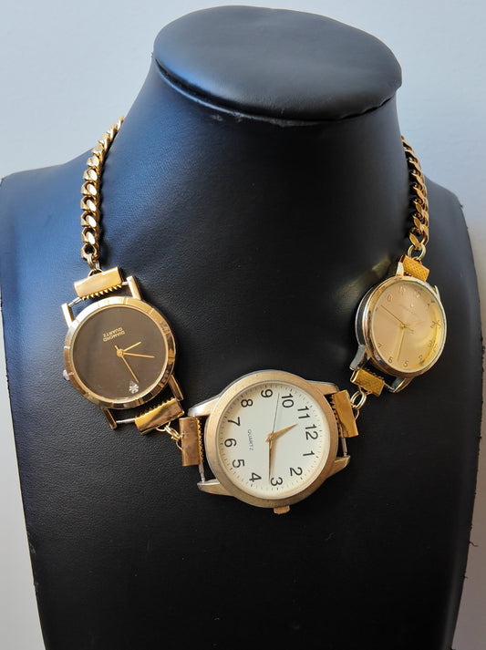 Black & Yellow Watch Necklace