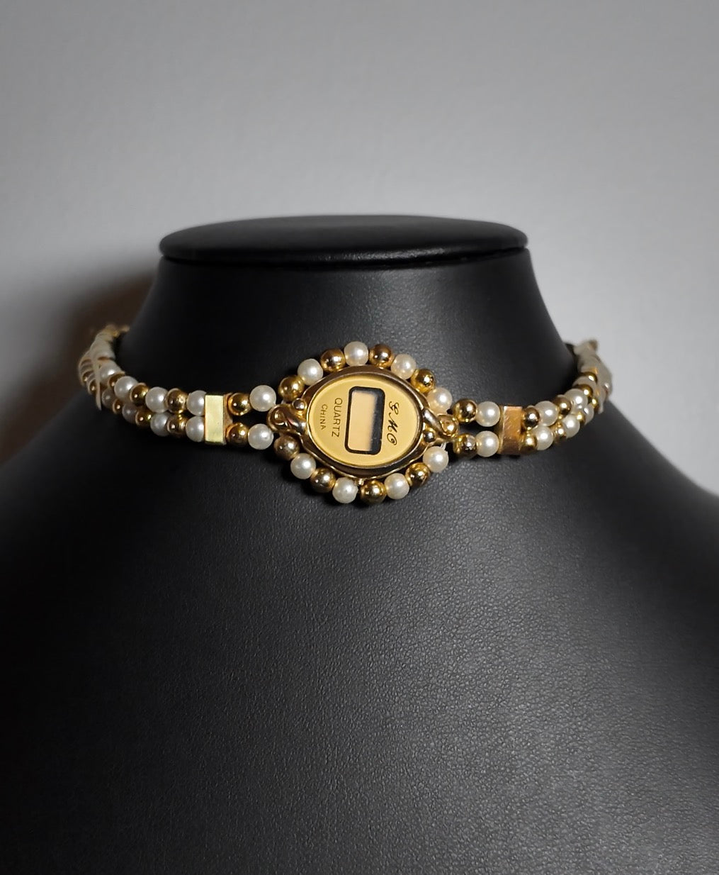Gold Pearl Watch Choker