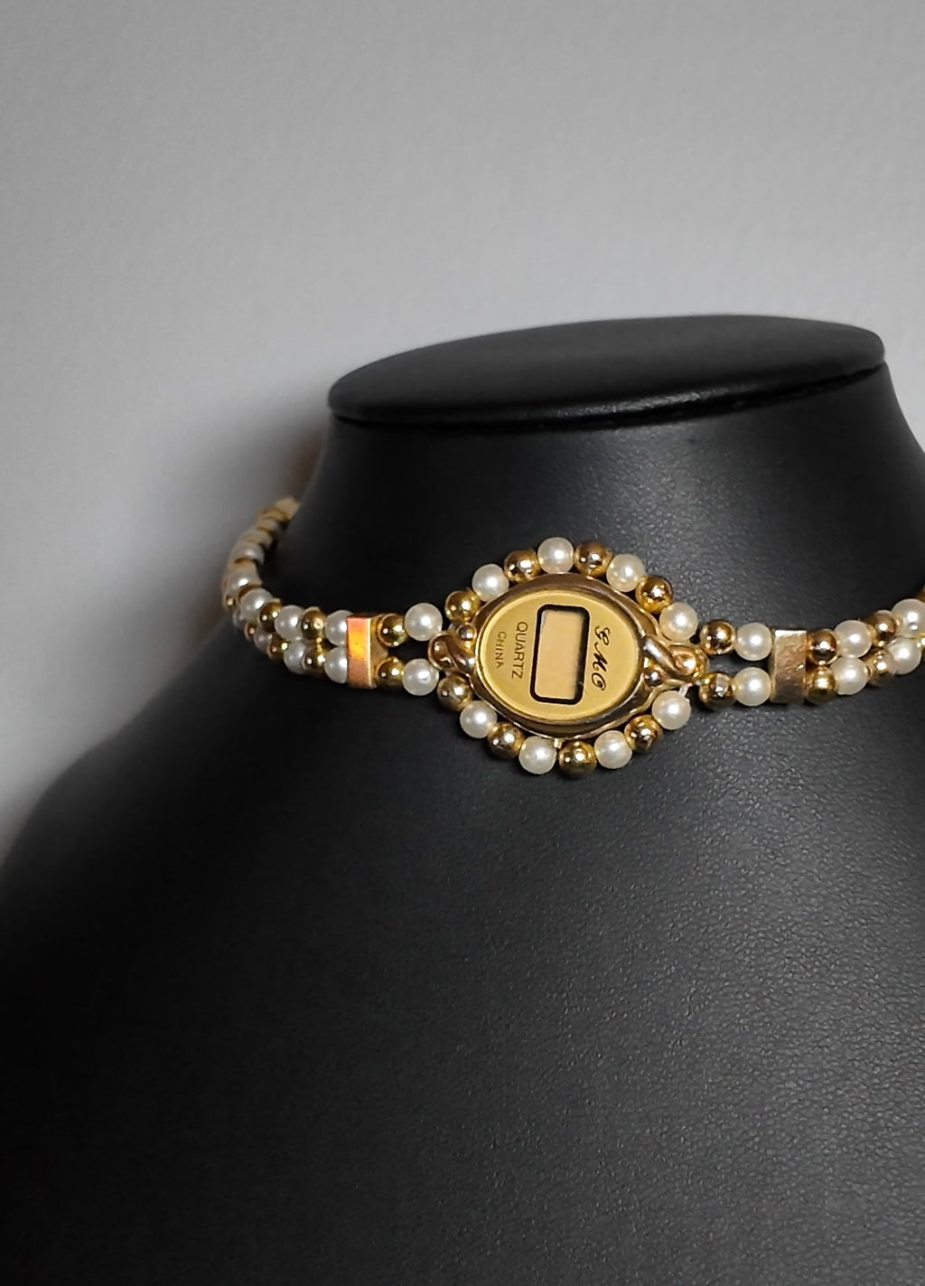Gold Pearl Watch Choker