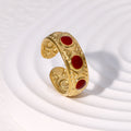Dainty Gold & Red Ring