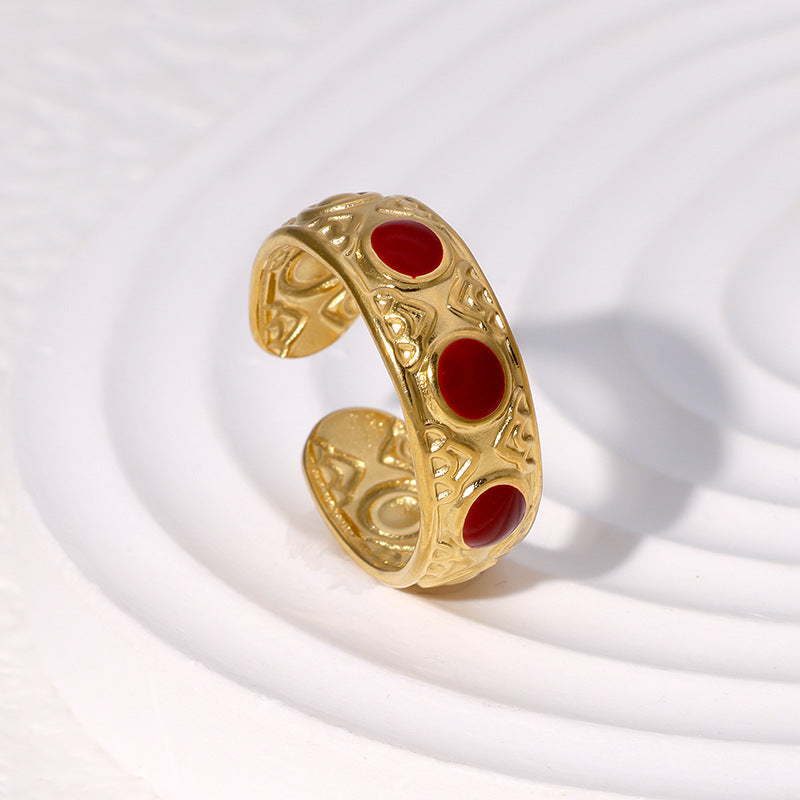 Dainty Gold & Red Ring