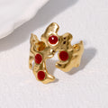 Red Detailed Gold Ring