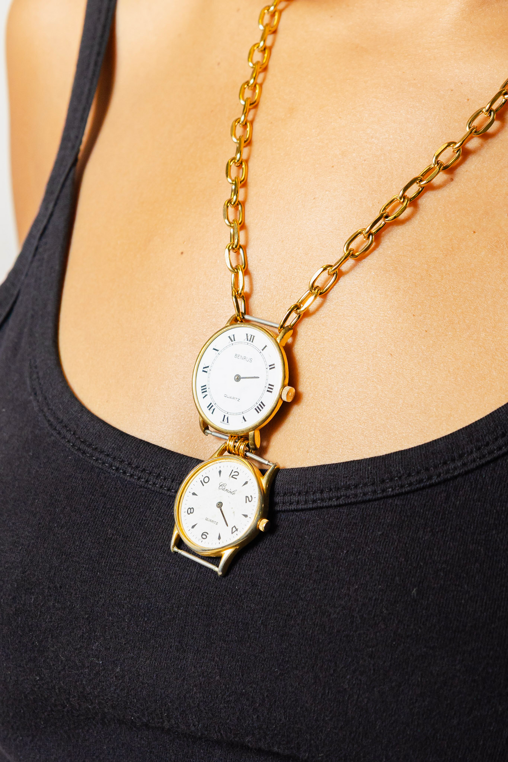 Gold Clock Pendant Necklace