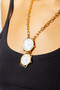 Gold Clock Pendant Necklace