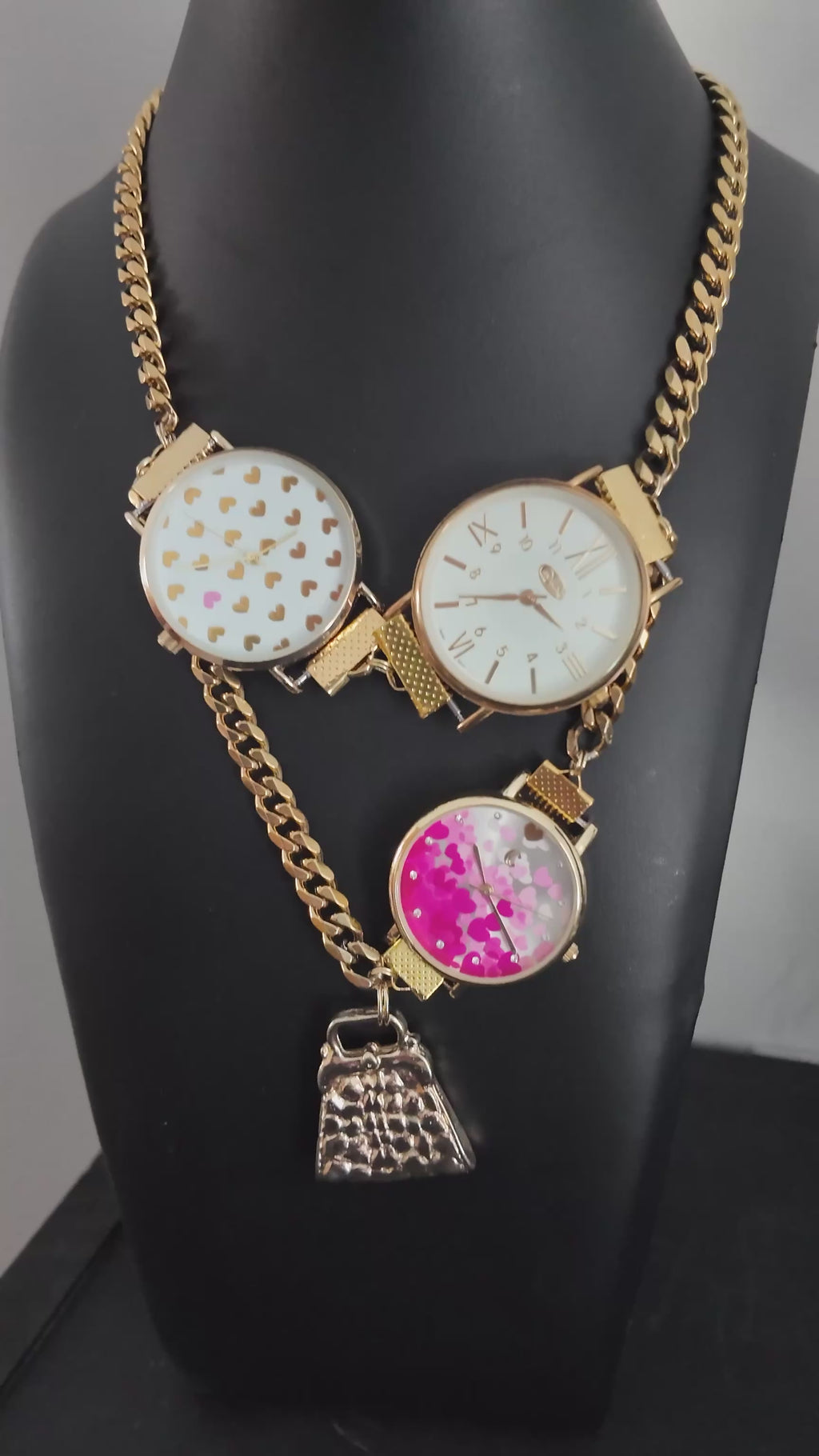 Gold & Pink Watch Chain