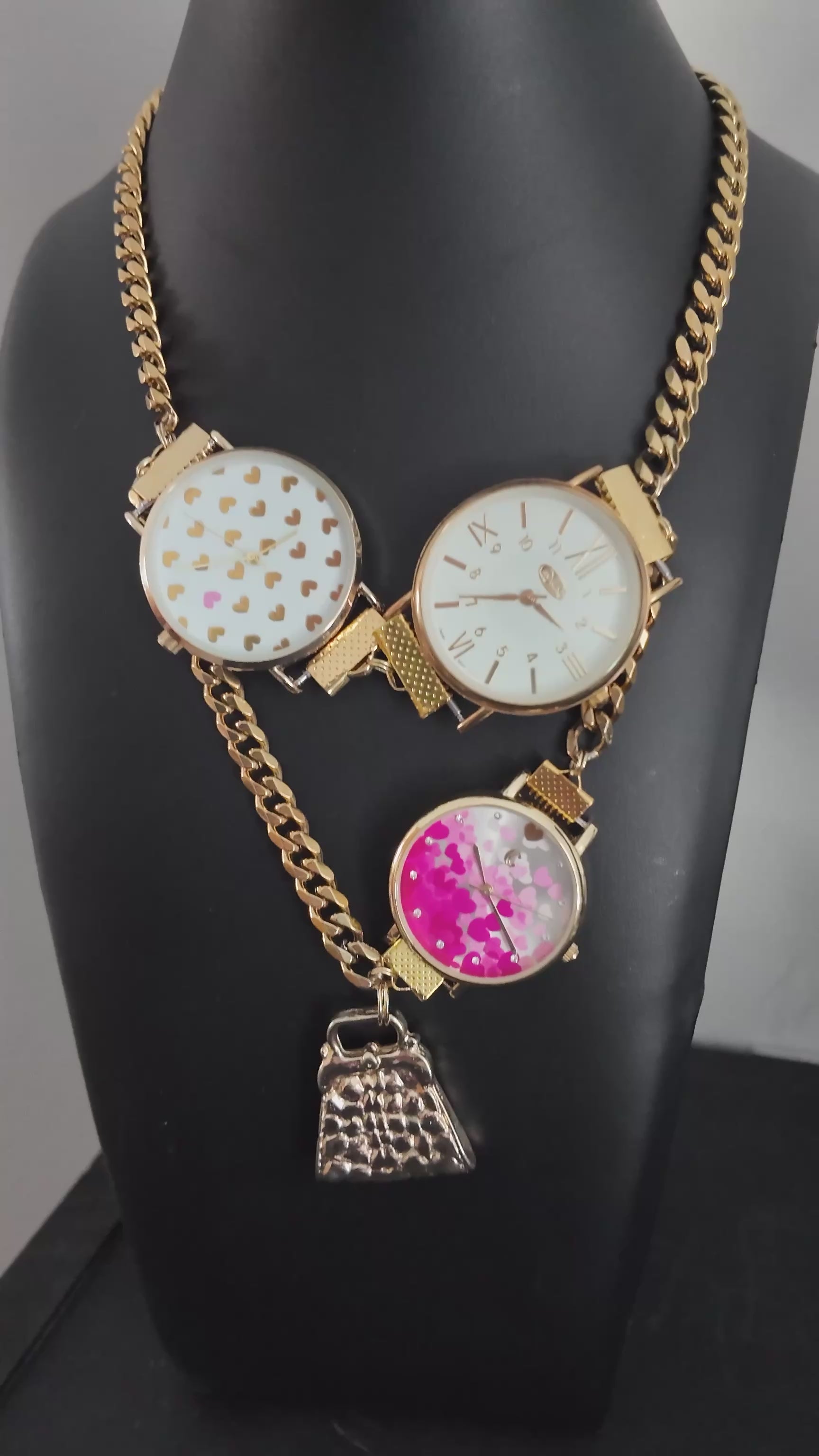 Gold & Pink Watch Chain