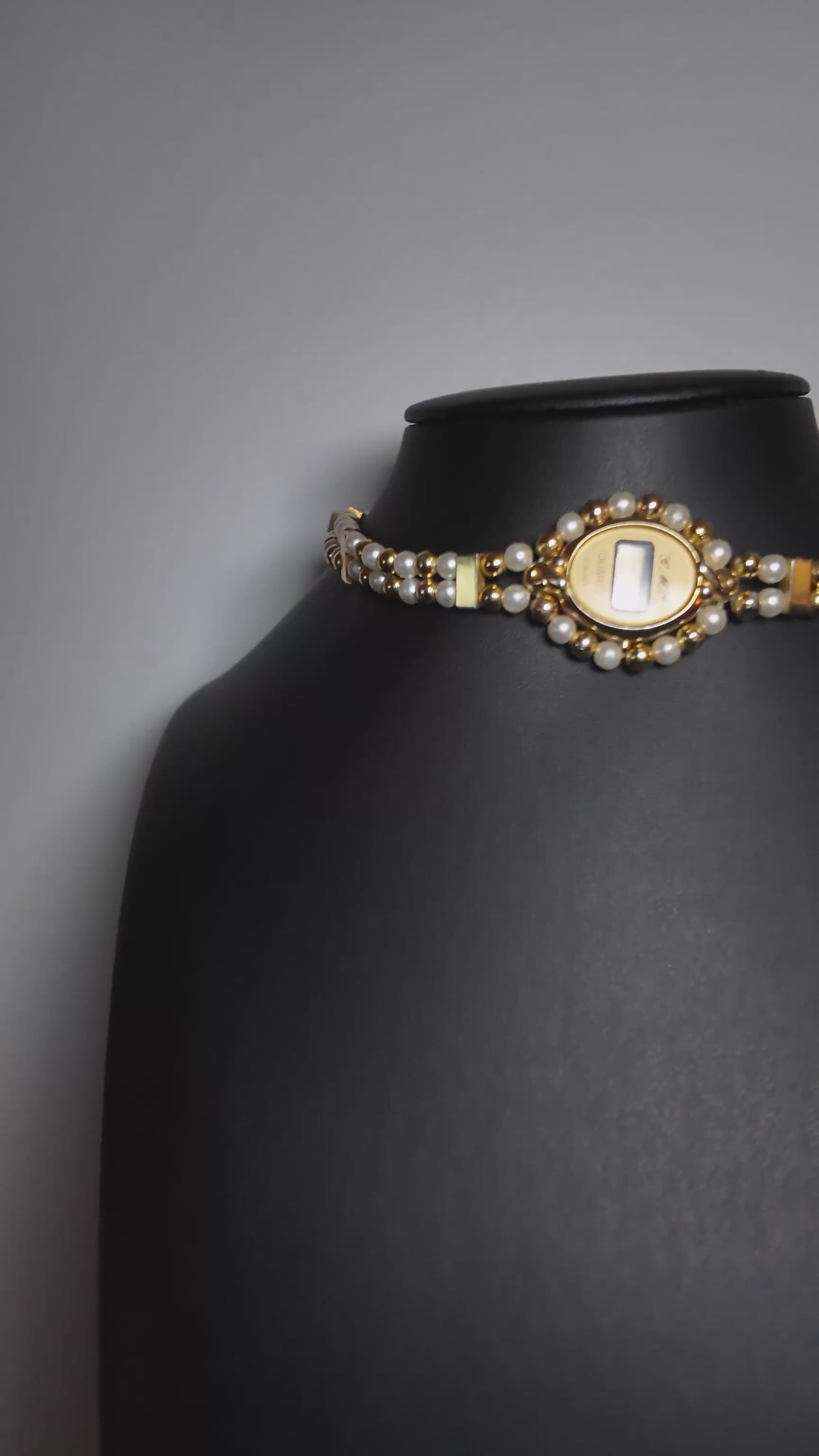 Gold Pearl Watch Choker