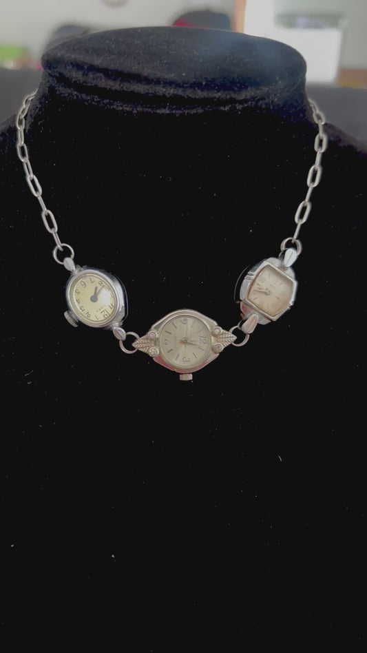 Dainty Silver Vintage Watch Necklace