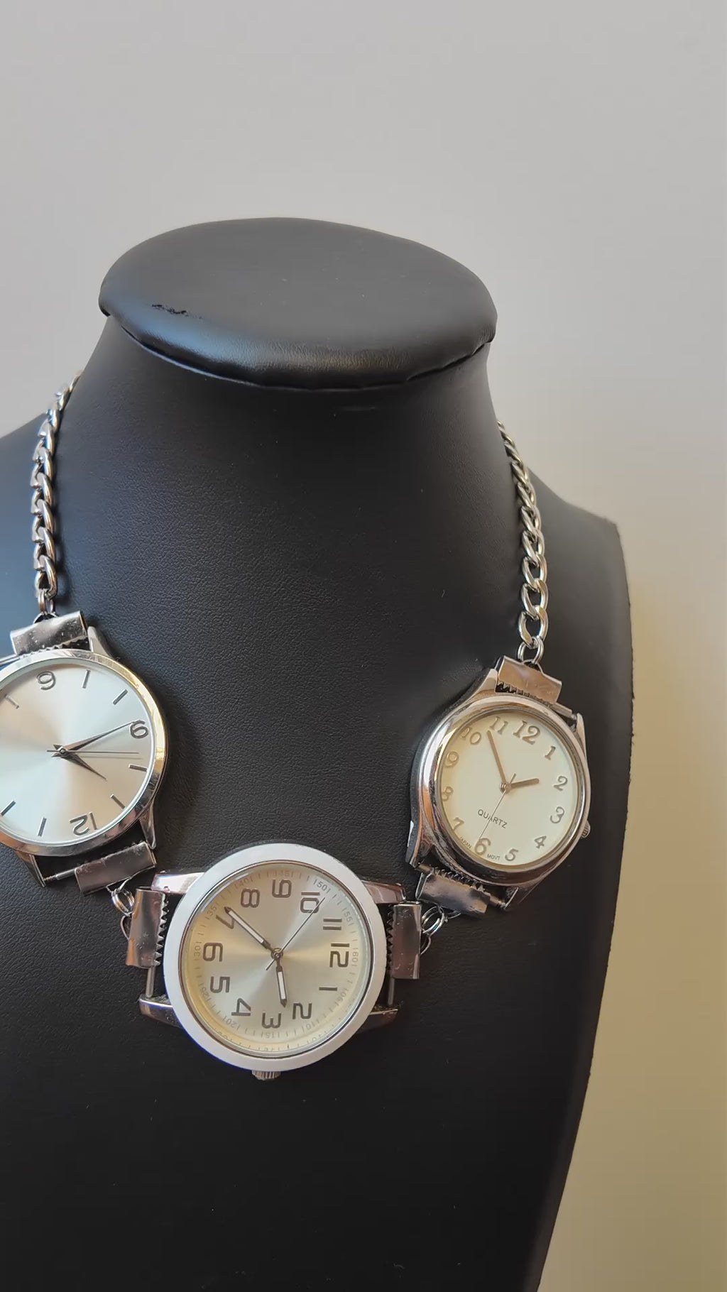 Silver 3 Face Watch Necklace